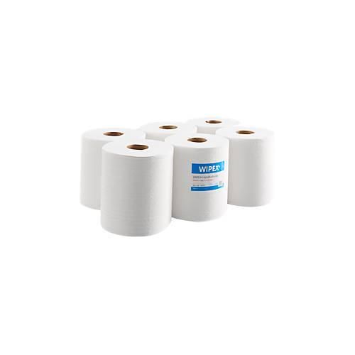 Papierhandtücher WIPEX® 3473, 2-lagig, saugstark, 100 % Zellstoff, hochweiß, 6 Rollen mit jeweils 450 Blatt
