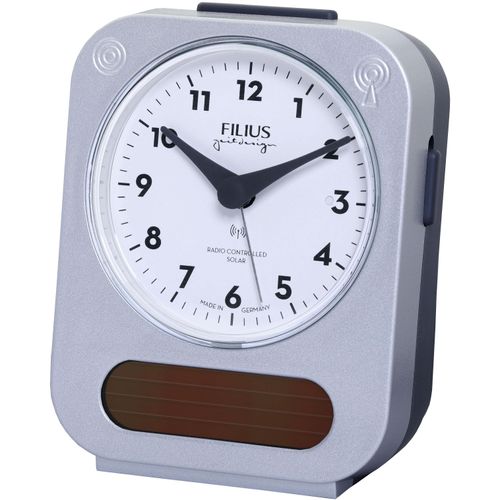 Funkwecker FILIUS ZEITDESIGN, silber (silberfarben, grau), Wecker, Solar, Beleuchtung, Made in Germany, Schlafzimmer