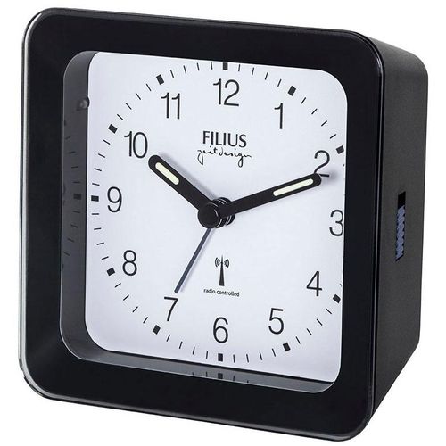 Funkwecker FILIUS ZEITDESIGN, schwarz-weiß (schwarz, weiß), Wecker, Wecker, Schlafzimmer, Leuchtzeiger, Beleuchtung, Weckwiederholung