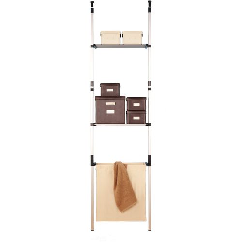 Teleskopregal RUCO, grau (aluminiumfarben, schwarz), B:65cm H:250cm T:32,5cm, Aluminium, Regale, Aluminium, höhenverstellbar