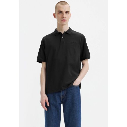 Poloshirt LEVI'S, Herren, Gr. L, schwarz (caviar), Piquu00e9, Obermaterial: 100% Baumwolle, unifarben, casual, regular fit hüftbedeckend, Rundhals, Kurzarm, Shirts, mit Logo-Stickerei