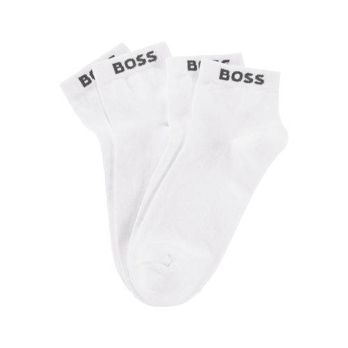 Sneakersocken BOSS, Herren, Gr. 39-42, weiß, Baumwollmischung, unifarben, elastisch, Socken, mit eingenähtem Markenschriftzug