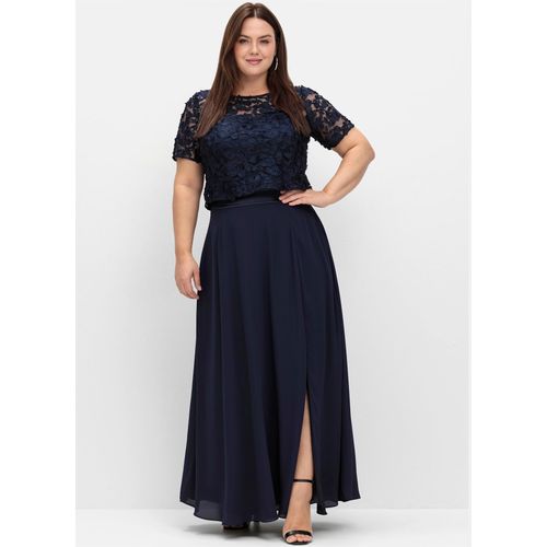 A-Linien-Rock SHEEGO, Damen, Gr. 40, blau (marine), 100% Polyester, unifarben, wadenlang, Röcke