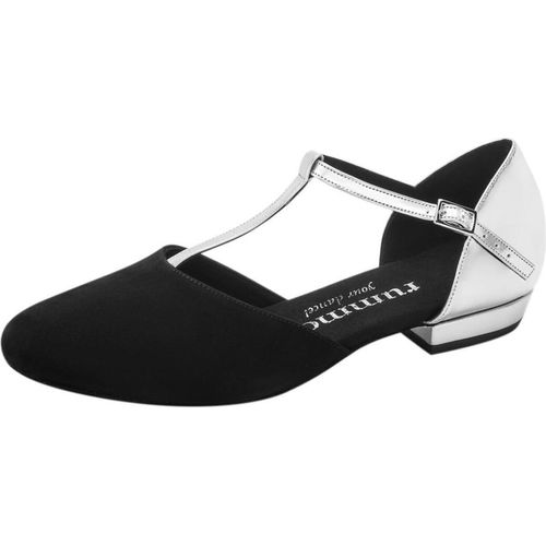 Rummos Damen Tanzschuhe Carol 024-009 - Material: Leder/Nubuck schwarz, silber - Absatz: 20 Block - Größe: EUR 37