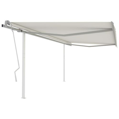 Markise Manuell Einziehbar mit Pfosten 4,5x3,5 m Creme