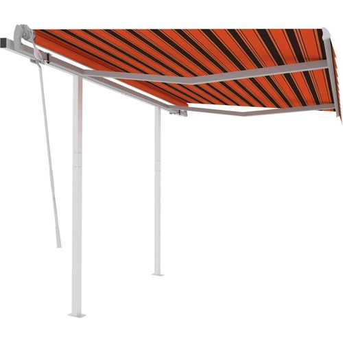 Markise Manuell Einziehbar mit Pfosten 3,5x2,5 m Orange & Braun