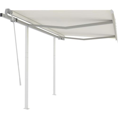Markise Manuell Einziehbar mit Pfosten 3x2,5 m Creme