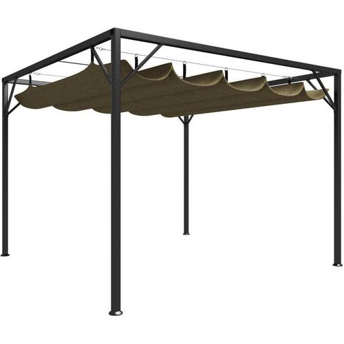 Gartenpavillon mit Ausziehbarem Dach 3x3 m Taupe 180 g/m²