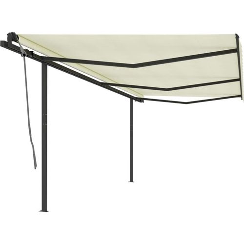 Markise Automatisch Einziehbar mit Pfosten 6x3 m Creme