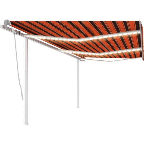 Markise Manuell Einziehbar mit LED 6x3 m Orange und Braun