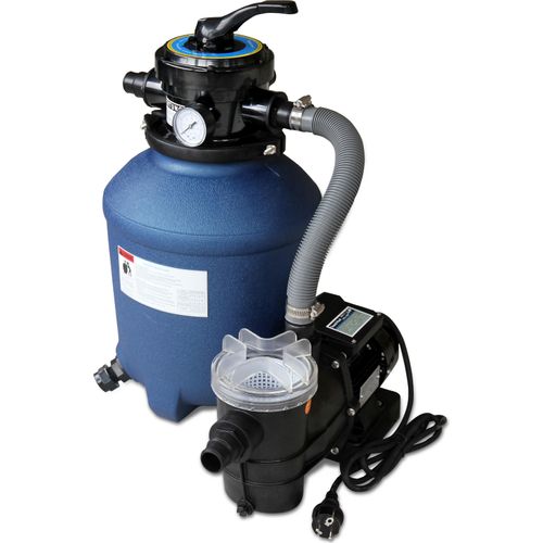 Karibu Sandfilteranlage groß inkl. Schläuche, Quarzsand 25 Kilo (6,5 m³/h, 230 V)