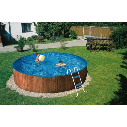 myPOOL Poolset Splash mit Kartuschen Filteranlage - Holzoptik Ø 3,00 x 0,90 m - Gr. 1