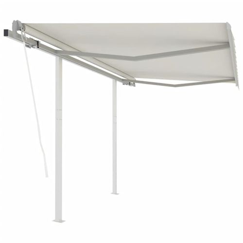 Markise Automatisch Einziehbar mit Pfosten 3,5x2,5 m Creme