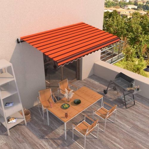 Markise Automatisch Einziehbar 400x350 cm Orange & Braun