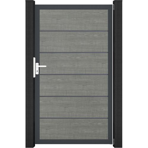 GroJa BasicLine PVC Stecksystem Premium Universal Einzeltor mit Anthrazitrahmen grey_ash_cut
