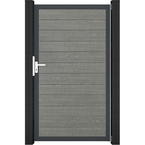 GroJa BasicLine PVC Stecksystem schmal Universal Einzeltor mit Anthrazitrahmen grey_ash_cut