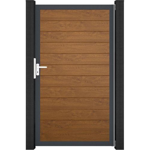 GroJa BasicLine PVC Stecksystem schmal Universal Einzeltor mit Anthrazitrahmen golden_oak