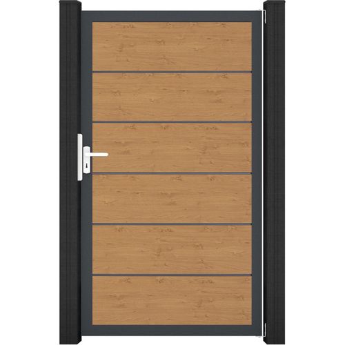 GroJa BasicLine PVC Stecksystem Premium Universal Einzeltor mit Anthrazitrahmen asteiche_natur
