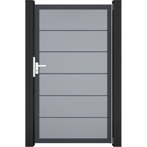 GroJa BasicLine PVC Stecksystem Premium Universal Einzeltor mit Anthrazitrahmen silbergrau