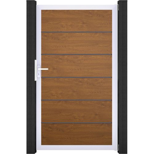 GroJa BasicLine PVC Stecksystem Premium Universal Einzeltor mit Alurahmen golden_oak