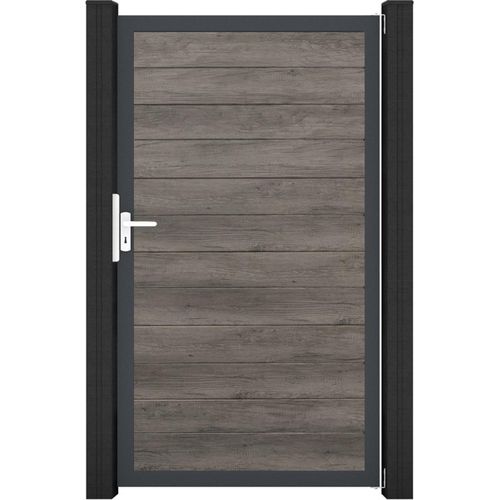 GroJa BasicLine PVC Stecksystem schmal Universal Einzeltor mit Anthrazitrahmen monument_oak