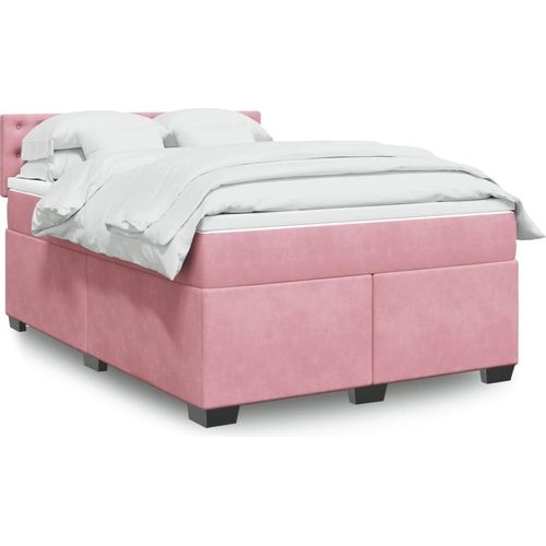 Boxspringbett mit Matratze Dunkelrosa 140x200 cm Samt