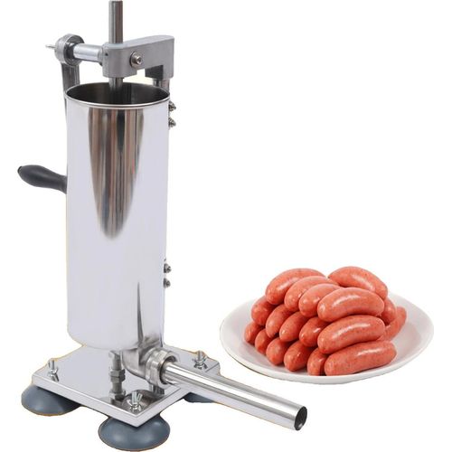 Wurstfüller, 3L Kapazität, Handkurbelbetrieb, Edelstahlmaterial, mehrere Rohrgrößen, leicht zu reinigen
