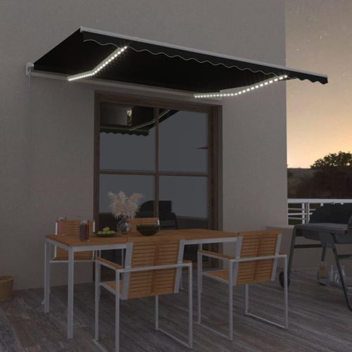 Markise Manuell Einziehbar mit LED 450x300 cm Anthrazit