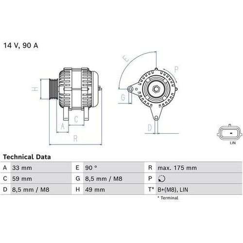 Lichtmaschine von Bosch 90 A (0 986 085 170) Generator Generator Lima, Lima, Lichtmaschine