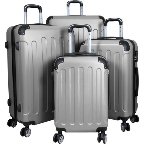ABS Hartschalen Koffer 4tlg Set M,L,XL,XXL Gepäck Trolley aufrecht rollbar Gronau Silber