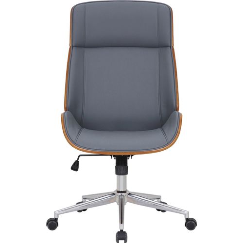 In And OutdoorMatch Bürostuhl Fraser – Kunstleder und Holz – Grau – Metallrahmen – und elegante Optik