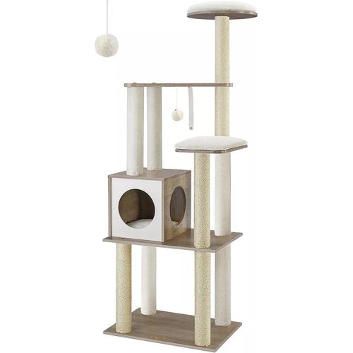 In And OutdoorMatch r Kratzbaum Leola - Für Katzen - Grau - Weiche Katzenkorb-Hängematte - Katzenspielzeug - Geeignet für kleine Kätzchen