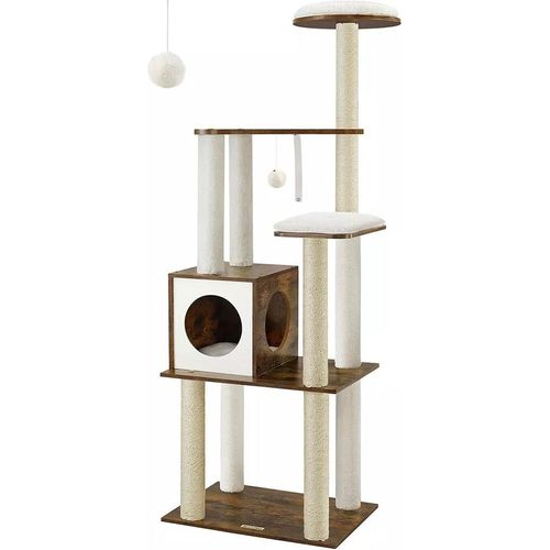In And OutdoorMatch Luxus-Kratzbaum Carroll - 165 cm - für Katzen - Grau - weiche Katzenbett-Hängematte - Katzenspielzeug - geeignet für kleine und große Kätzchen