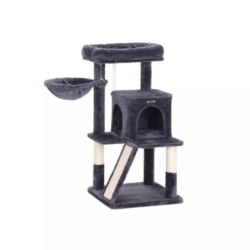 In And OutdoorMatch Luxus-Kratzbaum Valentin – für Katzen – Schwarz – weiche Katzenbett-Hängematte – Katzenspielzeug – geeignet für kleine Kätzchen