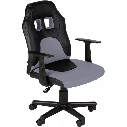 In And OutdoorMatch Bürostuhl Kinder Beth - Kunstleder - Grau - Auf Rollen - Ergonomischer Bürostuhl - Für Kinder - Gamingstuhl - Höhenverstellbar