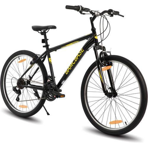 HILAND Mountainbike 26 Zoll MTB Herren Damen, mit 21 Gang, V-Bremse, Hardtail Fahrrad, Fahrräder für studentische Pendler, Schwarz