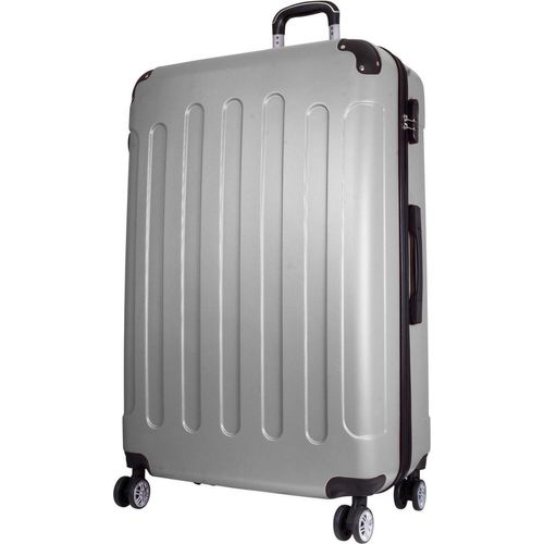 ABS Hartschale Reise Koffer Trolley Gepäck vier 360° Rollen Gronau Silber Gr. XXL