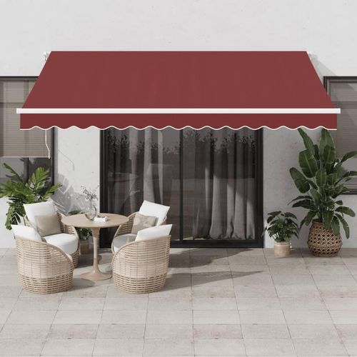 Markise Manuell mit LED Weinrot 400x300 cm