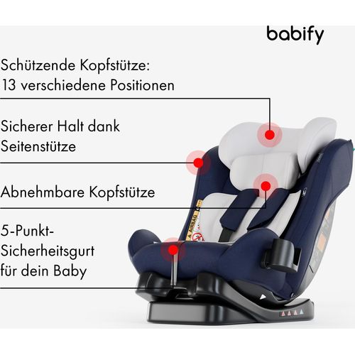 Babify Kindersitz, Autositz für Kinder von 40-150 cm, Mitwachsender Auto Kindersitz, Bequemer Auto Sitz für Kinder, Langlebiger & Verstellbarer 3-in-1 Kinderautositz, Sicherer Auto-Kindersitz
