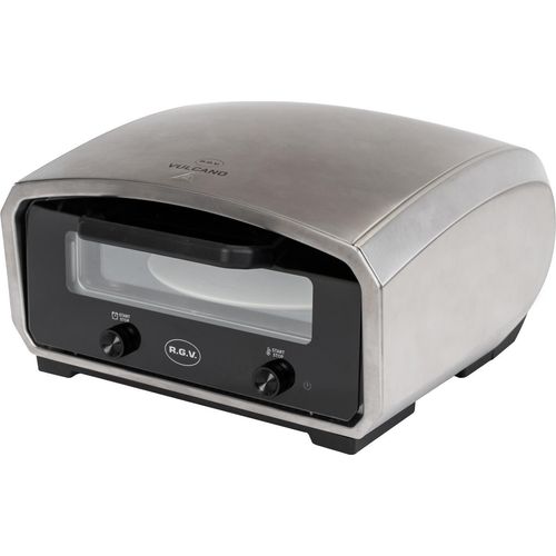RGV Vulcano Pizzaofen Elektrisch 33cm 2100W 450°C Schwarz und Edelstahl Digital Timer