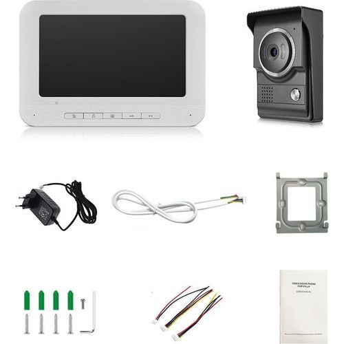 7inch Videotrtrtrbell-Intercom-Kit TFT-LCD-Farbbildschirm 1 Innenmonitor Outdoor-Kamera Untersttzung Nachtsicht wasserdichte Freischaltung fr Home Apartment Villa