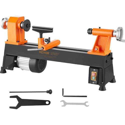 Drehbank 370W Drechselbank Max. Drehdurchmesser 254mm Drechselmaschine Spindeldrehzahl 780–3840U/min Kopierdrechselbank mit 5-Gang-Einstellung Drehbank mit komplettem Zubehör