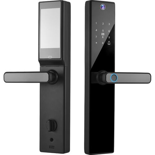 Smart Lock mit Kamera 4,5-Zoll-Bildschirm BT Keyless Entryt Door App Fingerabdruckkennwortkarte Mechanischer Schlssel Entsperren fr 40-120 mm Dicke Office Home Schlafzimmer