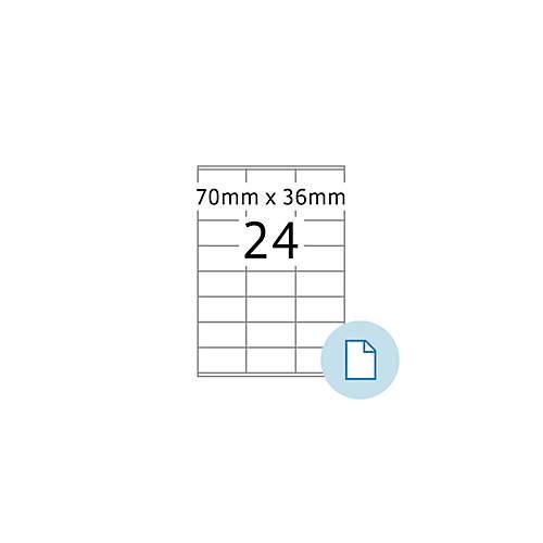 Blattetiketten HERMA 8418, permanenthaftend, bedruckbar, B 70 x H 36 mm, Papier, weiß, 12000 Stück/500 Blatt