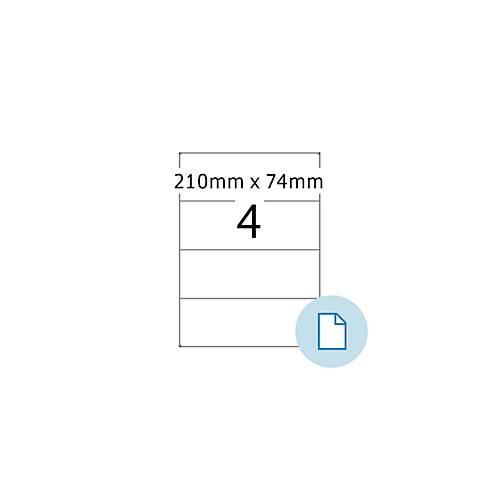 Blattetiketten HERMA 8405, permanenthaftend, bedruckbar, B 210 x H 74 mm, Papier, weiß, 2000 Stück/500 Blatt