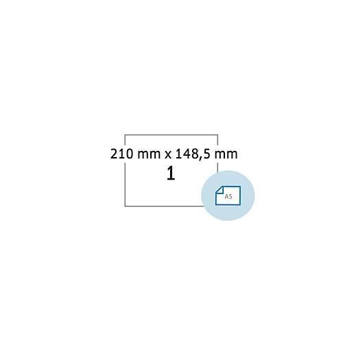 Blattetiketten HERMA 58103, permanenthaftend, besonders stark haftend, wetterfest, bedruckbar, B 210 x H 148,5 mm, PE-Folie, weiß, 500 Stück/500 Blatt
