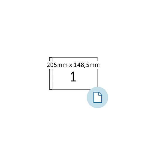 Blattetiketten HERMA 8493, permanenthaftend, bedruckbar, B 205 x H 148,5 mm, Papier, weiß, 1000 Stück/1000 Blatt