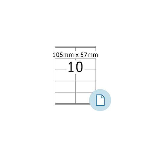 Blattetiketten HERMA 8420, permanenthaftend, bedruckbar, B 105 x H 57 mm, Papier, weiß, 5000 Stück/500 Blatt