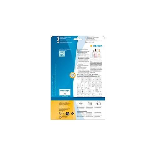 Folienetiketten HERMA 8016, permanenthaftend, selbstklebend, bedruckbar, No-Label-Effekt, B 45,7 x H 21,2 mm, Folie, transparent, 1200 Stück/25 Blatt