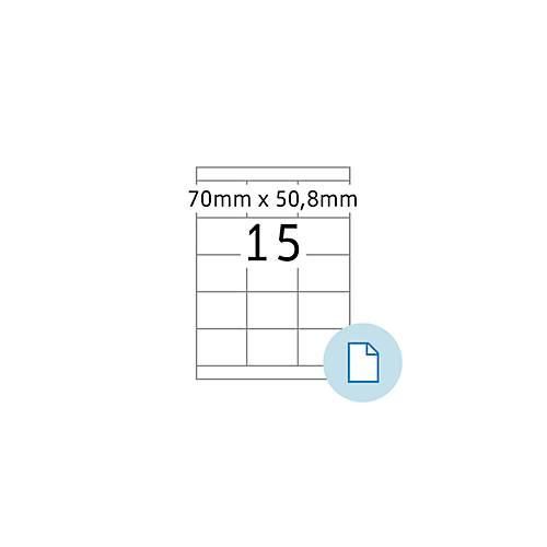 Blattetiketten HERMA 8415, permanenthaftend, bedruckbar, B 70 x H 50,8 mm, Papier, weiß, 7500 Stück/500 Blatt